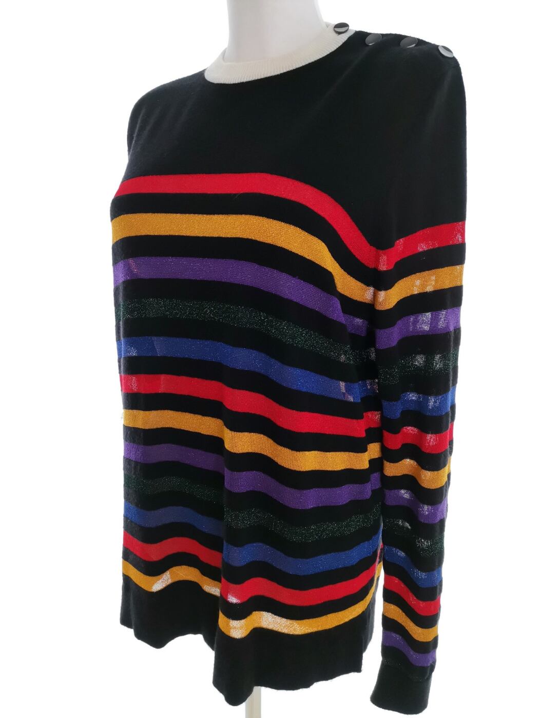 IMG_20211105_133029.jpg Anne Klein Rozmiar L Kolor Czarny Crew Neck Długi Sweter Tunika Długi rękaw Materiał Wiskoza Cienka dzianina