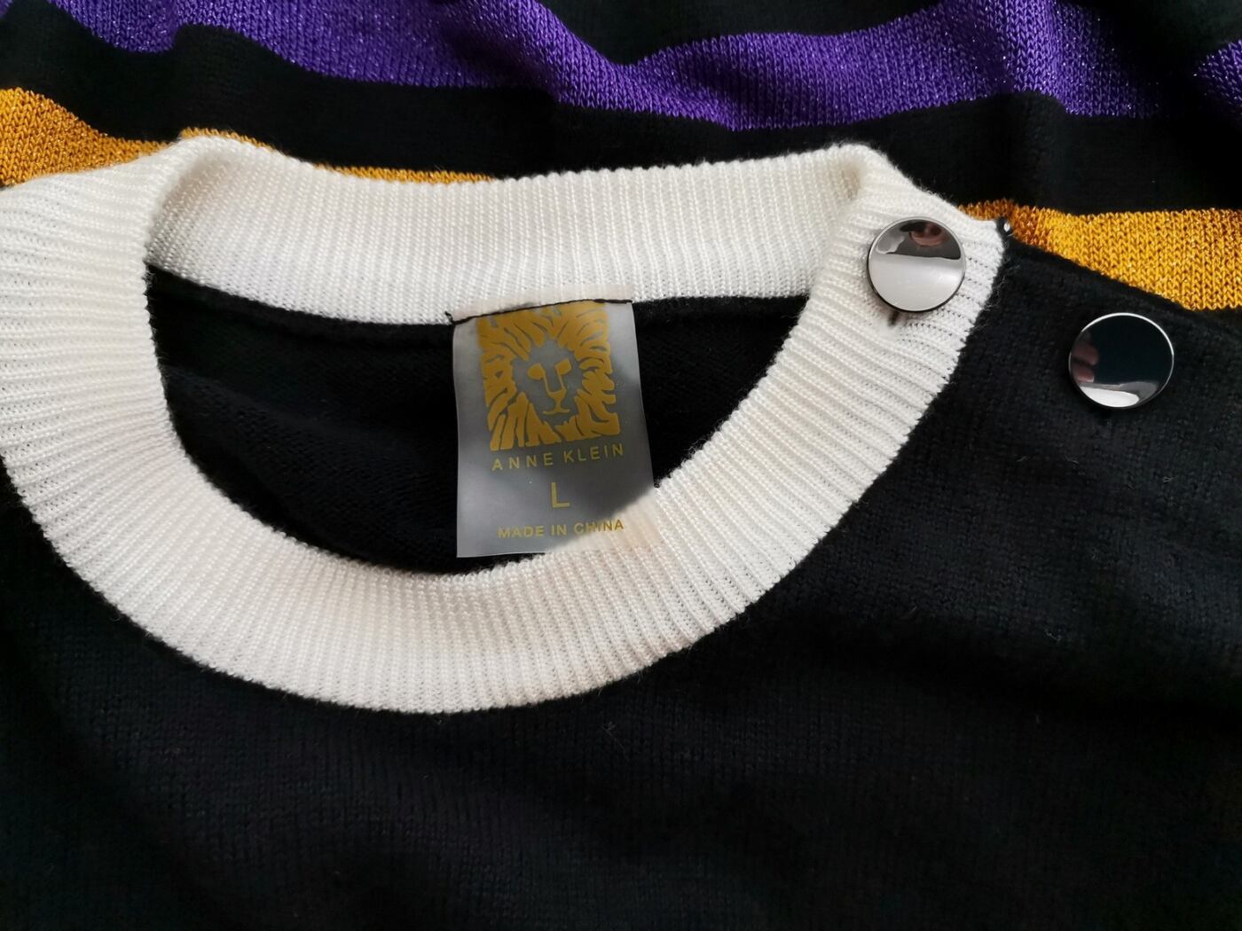 IMG_20211105_133051.jpg Anne Klein Rozmiar L Kolor Czarny Crew Neck Długi Sweter Tunika Długi rękaw Materiał Wiskoza Cienka dzianina