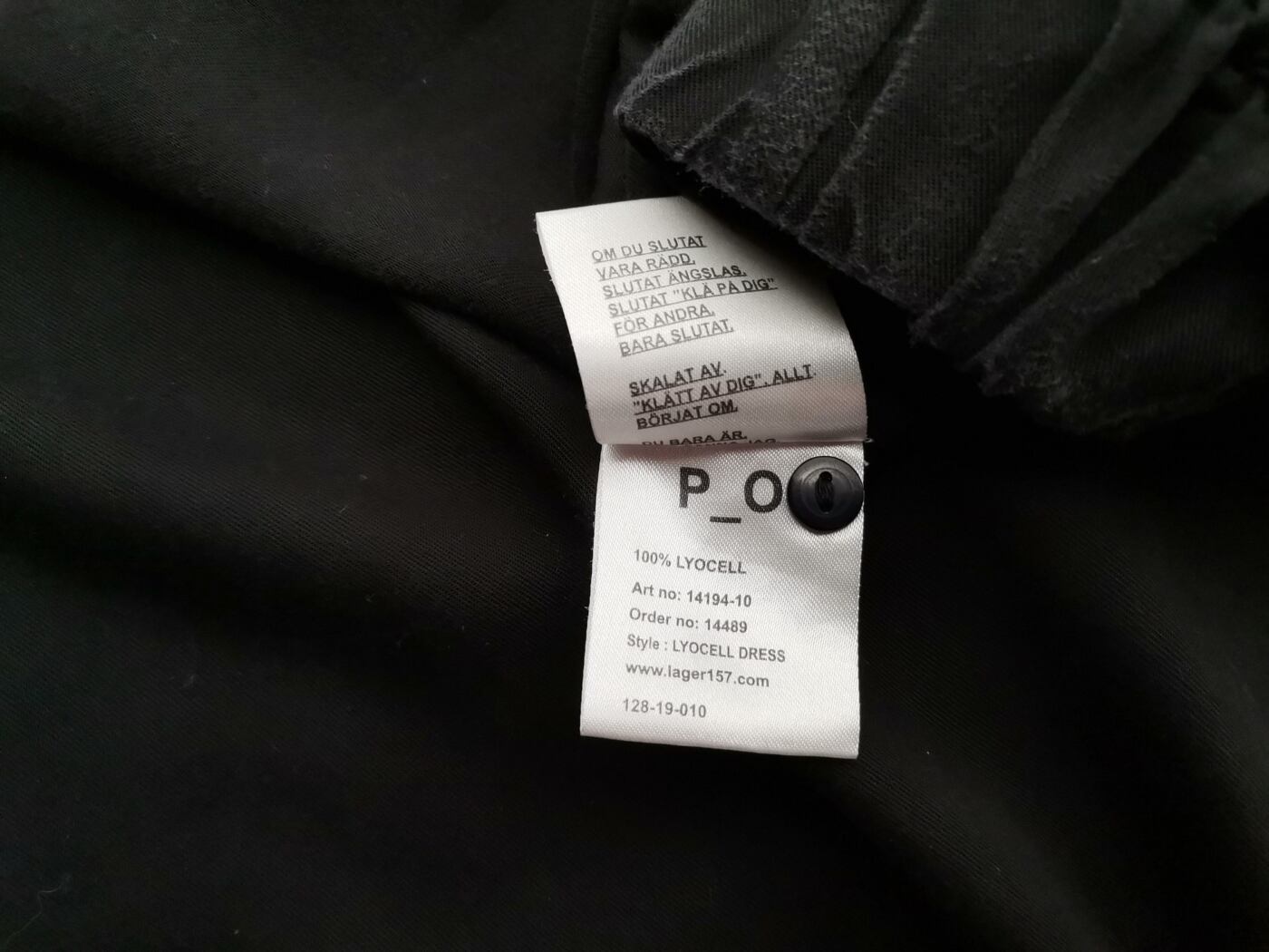 157 Rozmiar M Kolor Czarny W serek Sukienka Koszulowa Długi rękaw Midi Materiał Lyocell 100%