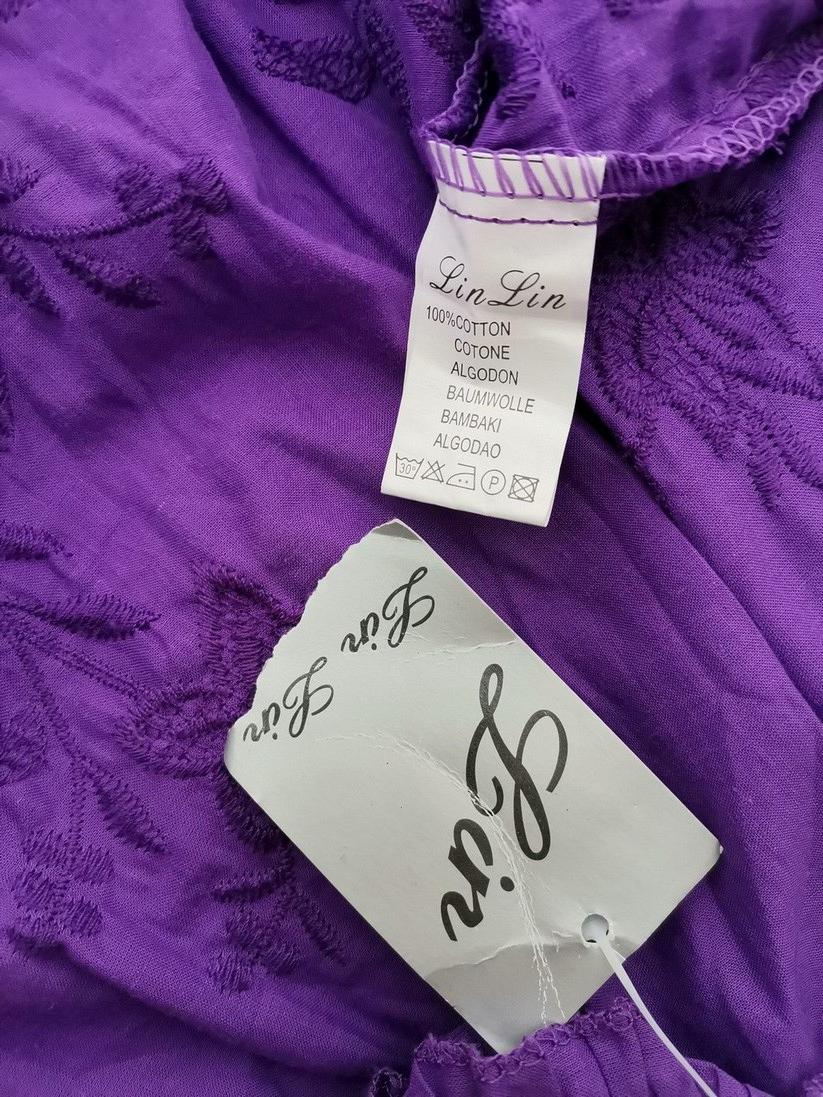 Lin Lin Rozmiar L Kolor Fioletowy Odkryte Ramiona Sukienka Mini Bezrękawnik Krótka Materiał Bawełna 100% Lin Lin Rozmiar L Kolor Fioletowy Odkryte Ramiona Sukienka Mini Bezrękawnik Krótka Materiał Bawełna 100%