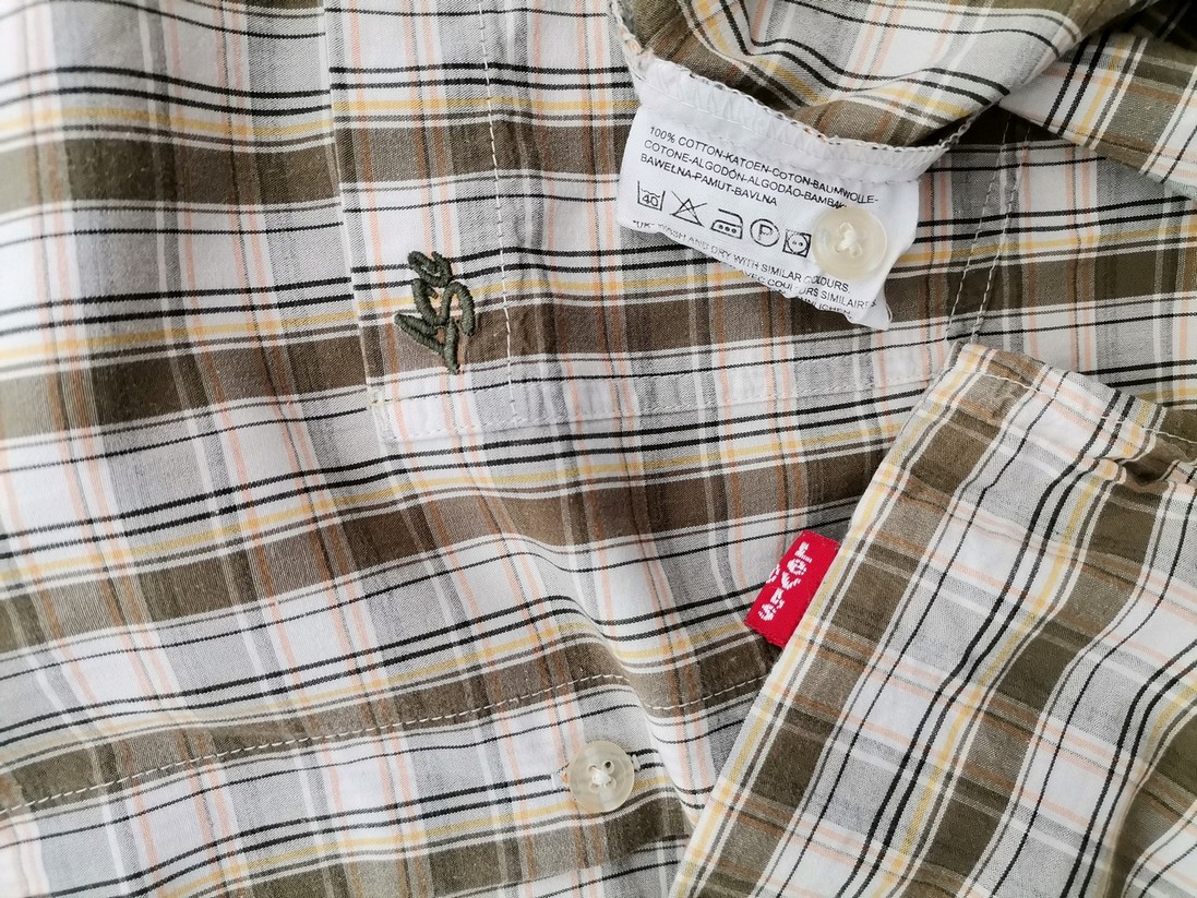 IMG_20211108_092713.jpg Levis Rozmiar XXL Kolor Khaki Krata Kołnierz Męska Koszula Casual Krótki rękaw Materiał Bawełna 100%