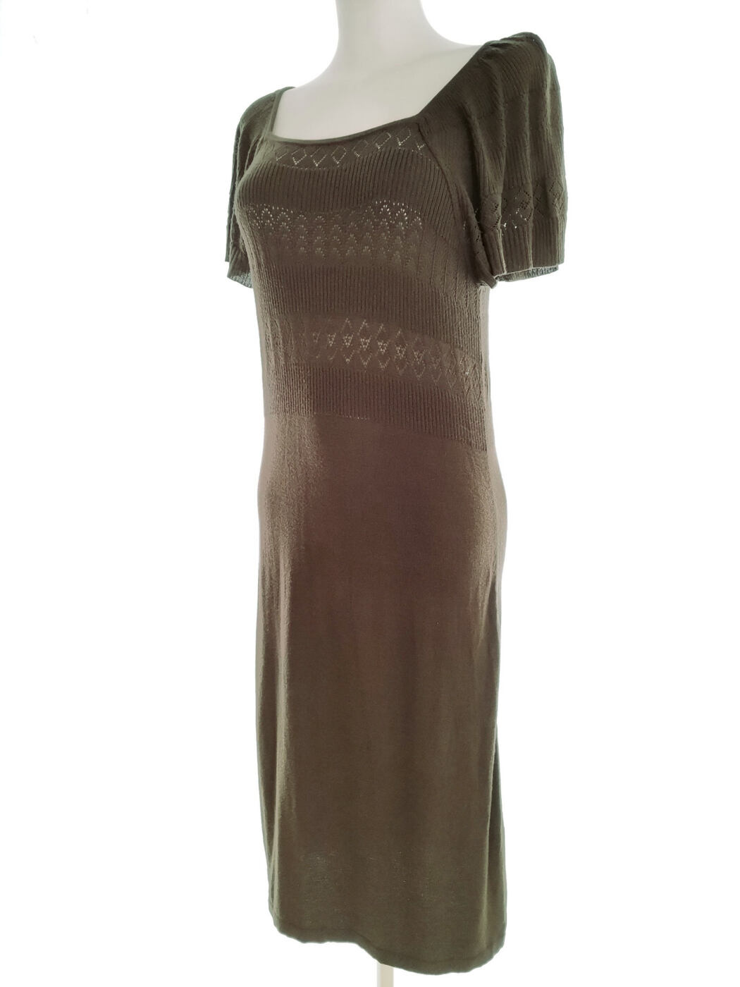 CCDK Rozmiar L Kolor Khaki W łódkę Sukienka Sweterkowa Krótki rękaw Długa Materiał Rayon CCDK Rozmiar L Kolor Khaki W łódkę Sukienka Sweterkowa Krótki rękaw Długa Materiał Rayon