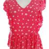 Loststock Rozmiar S Kolor Różowy W serek Bluzka Peplum Krótki rękaw Materiał Wiskoza 100%