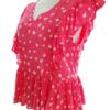 Loststock Rozmiar S Kolor Różowy W serek Bluzka Peplum Krótki rękaw Materiał Wiskoza 100%