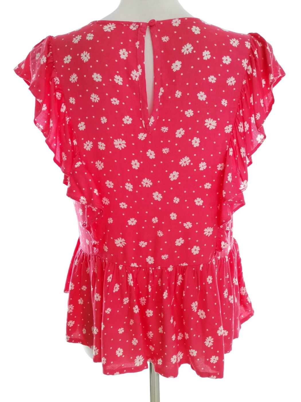 IMG_20211109_124257.jpg Loststock Rozmiar S Kolor Różowy W serek Bluzka Peplum Krótki rękaw Materiał Wiskoza 100%