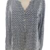 Flash Jeans Rozmiar M Kolor Niebieski Romby Split Crew Neck Bluzka Długi rękaw Materiał Wiskoza 100%