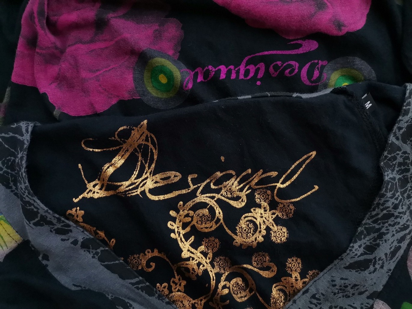 DESIGUAL Rozmiar M Kolor Czarny W serek Sukienka Prostokątna Długi rękaw Do Kolan