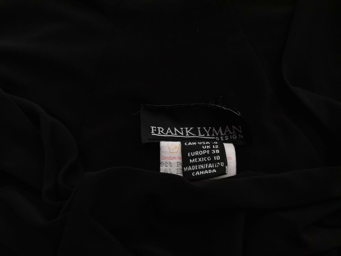 Frank Lyman Rozmiar 10 (38) Kolor Czarny W serek Sukienka Sheath Rękaw 3/4 Midi Frank Lyman Rozmiar 10 (38) Kolor Czarny W serek Sukienka Sheath Rękaw 3/4 Midi
