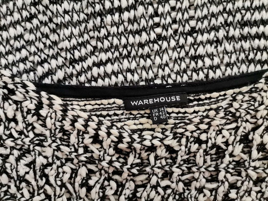 Warehouse Rozmiar 14 (40) Kolor Czarny Okrągły dekolt Tunika Bluzka Długi rękaw Materiał Bawełna