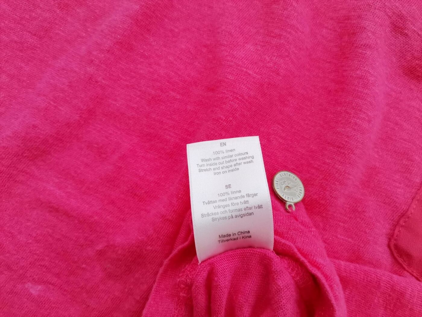 365 Rozmiar M Kolor Różowy Crew Neck Bluzka Krótki rękaw Materiał Len 100%