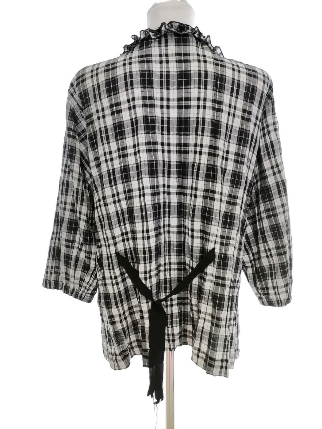 Ted Nicol Rozmiar 48 Kolor Szary Krata Split Crew Neck Bluzka Zapinana Rękaw 3/4