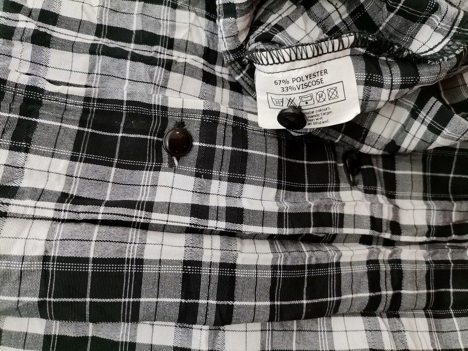 Ted Nicol Rozmiar 48 Kolor Szary Krata Split Crew Neck Bluzka Zapinana Rękaw 3/4