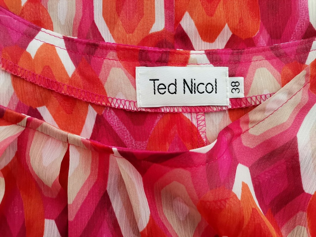 Ted Nicol Rozmiar 38 Kolor Różowy Geometryczny Okrągły dekolt Tunika Bluzka Rękaw 3/4