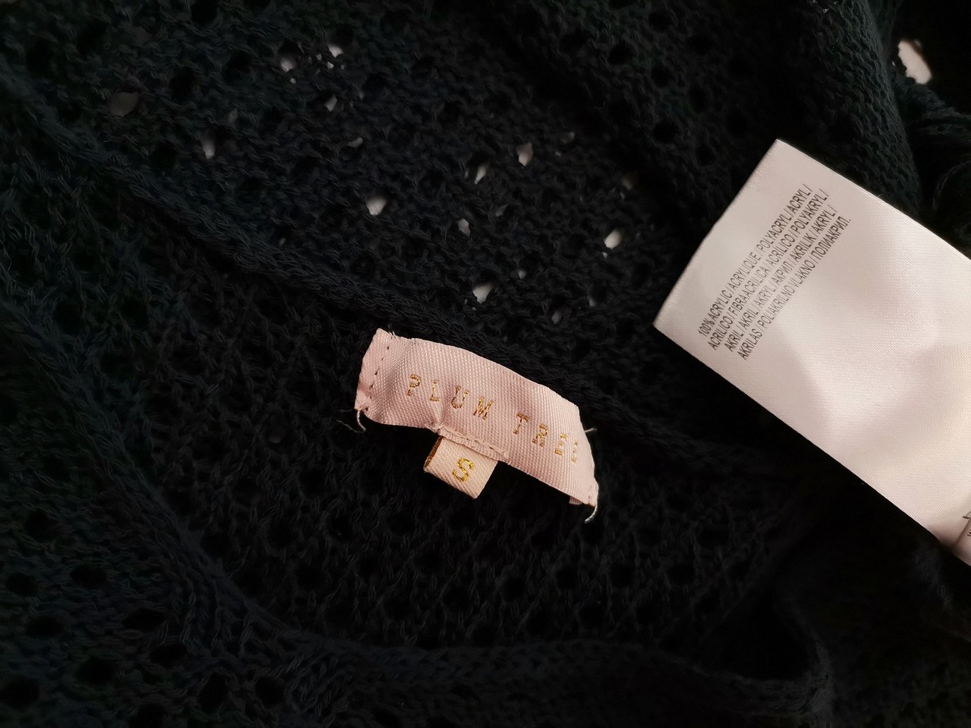 PLUM TREE Rozmiar S Kolor Granatowy W serek Sweter Krótki rękaw Materiał Akryl 100%