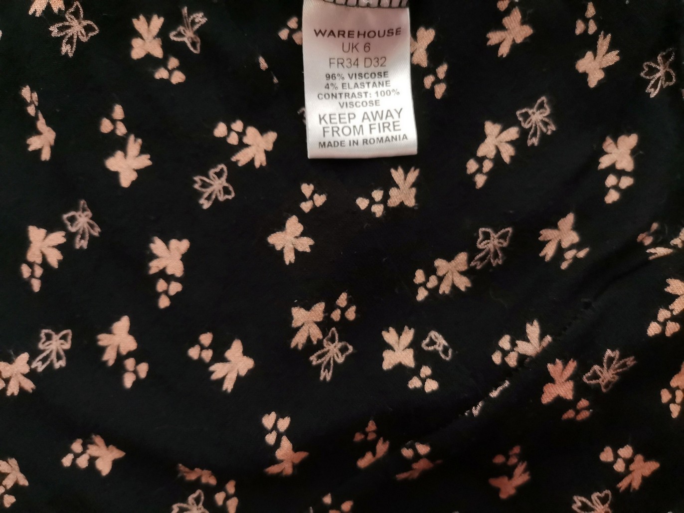 Warehouse Rozmiar 6 (32) Kolor Czarny Keyhole Crew Neck Sukienka Sheath Rękaw 3/4 Do Kolan Materiał Wiskoza