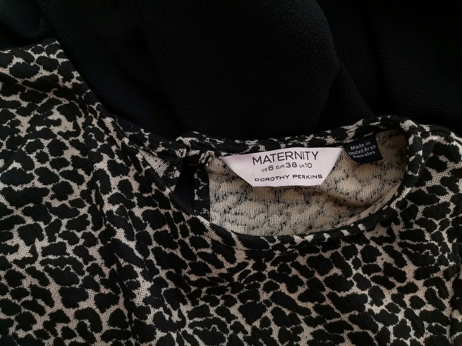 Dorothy perkins Rozmiar 6 (38) Kolor Czarny Panterka Okrągły dekolt Sukienka Sheath Krótki rękaw Midi Dorothy perkins Rozmiar 6 (38) Kolor Czarny Panterka Okrągły dekolt Sukienka Sheath Krótki rękaw Midi