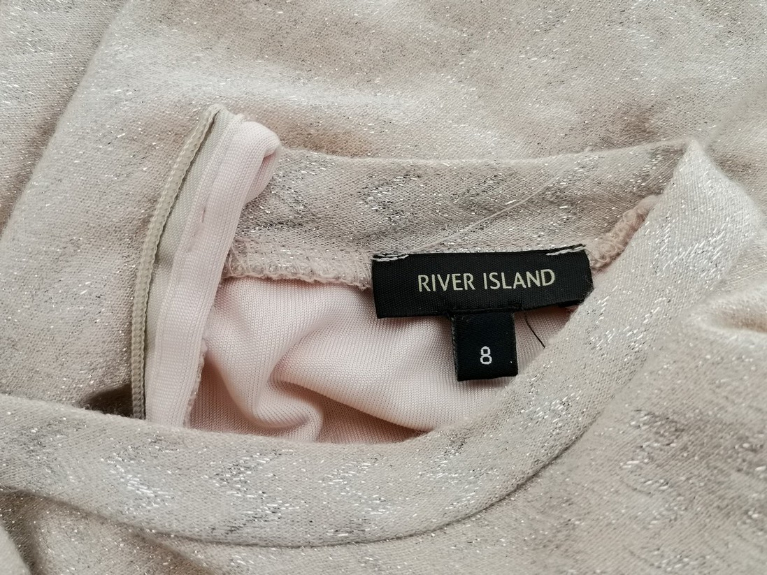 River island Rozmiar 8 (34) Kolor Kremowy Crew Neck Sukienka Sweterkowa Krótki rękaw Do Kolan Materiał Wiskoza