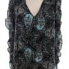 Dunnes Rozmiar XS Kolor Czarny Paisley W serek Bluzka Długi rękaw