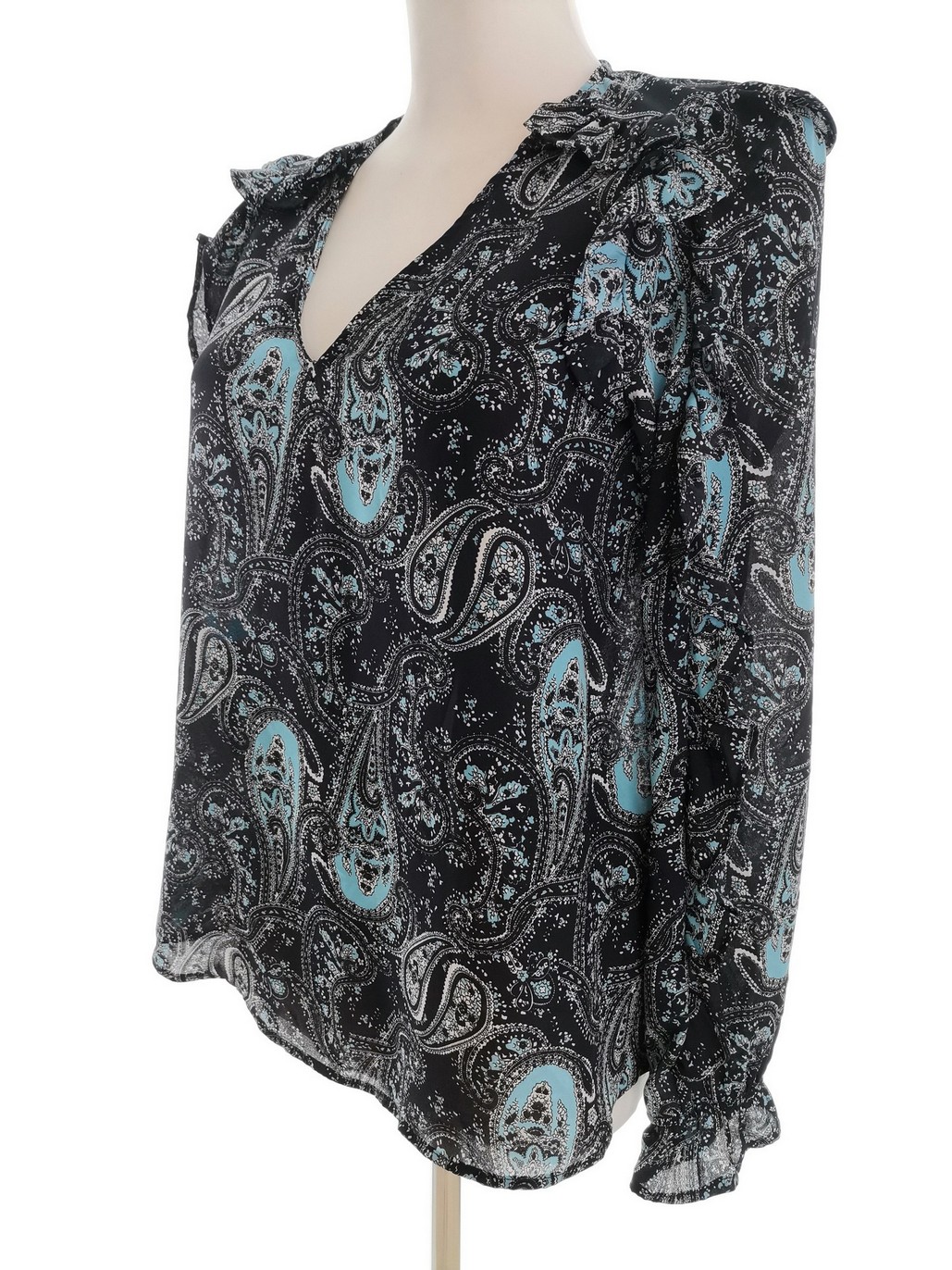 IMG_20211117_131027.jpg Dunnes Rozmiar XS Kolor Czarny Paisley W serek Bluzka Długi rękaw
