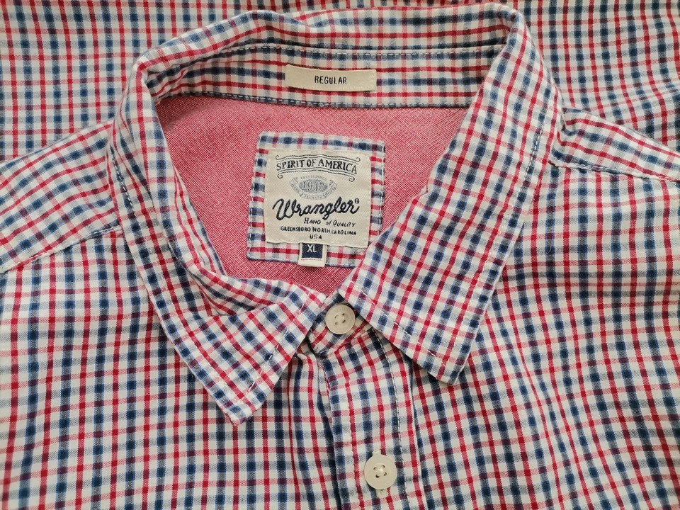 IMG_20211119_105252.jpg Wrangler Rozmiar XL Kolor Czerwony Krata Kołnierz Męska Koszula Casual Długi rękaw Materiał Bawełna 100%