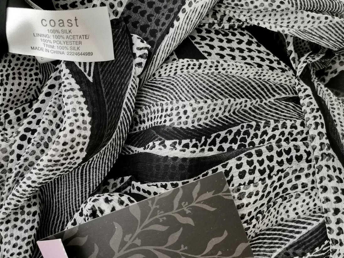 Coast Rozmiar 10 (38) Kolor Czarny Halter Sukienka Letnia Bezrękawnik Midi Materiał Jedwab 100% Coast Rozmiar 10 (38) Kolor Czarny Halter Sukienka Letnia Bezrękawnik Midi Materiał Jedwab 100%