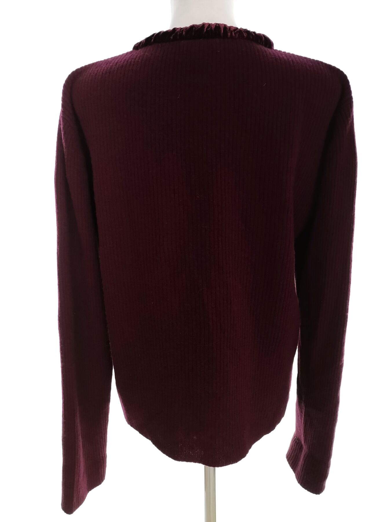 IMG_20211124_102009.jpg Laura ashley Rozmiar M Kolor Purpurowy W serek Kardigan Zapinany Długi rękaw Materiał Wełna Jagnięca 100% Cienka dzianina