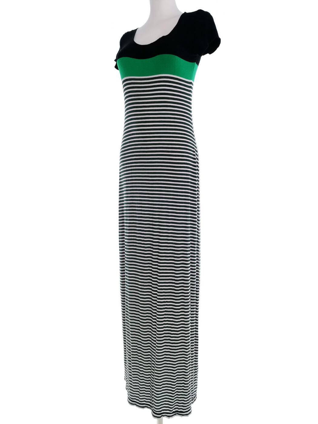 Max Studio Rozmiar S Kolor Zielony Pasy Okrągły dekolt Sukienka Maxi Krótki rękaw Długa Materiał Rayon Max Studio Rozmiar S Kolor Zielony Pasy Okrągły dekolt Sukienka Maxi Krótki rękaw Długa Materiał Rayon