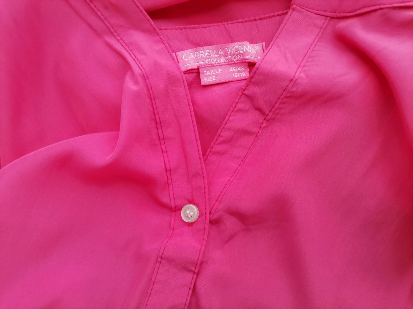 Gabriella Vicenza Rozmiar 16/18 (46/48) Kolor Różowy Split Crew Neck Tunika Popover Bluzka Krótki rękaw Materiał Wiskoza