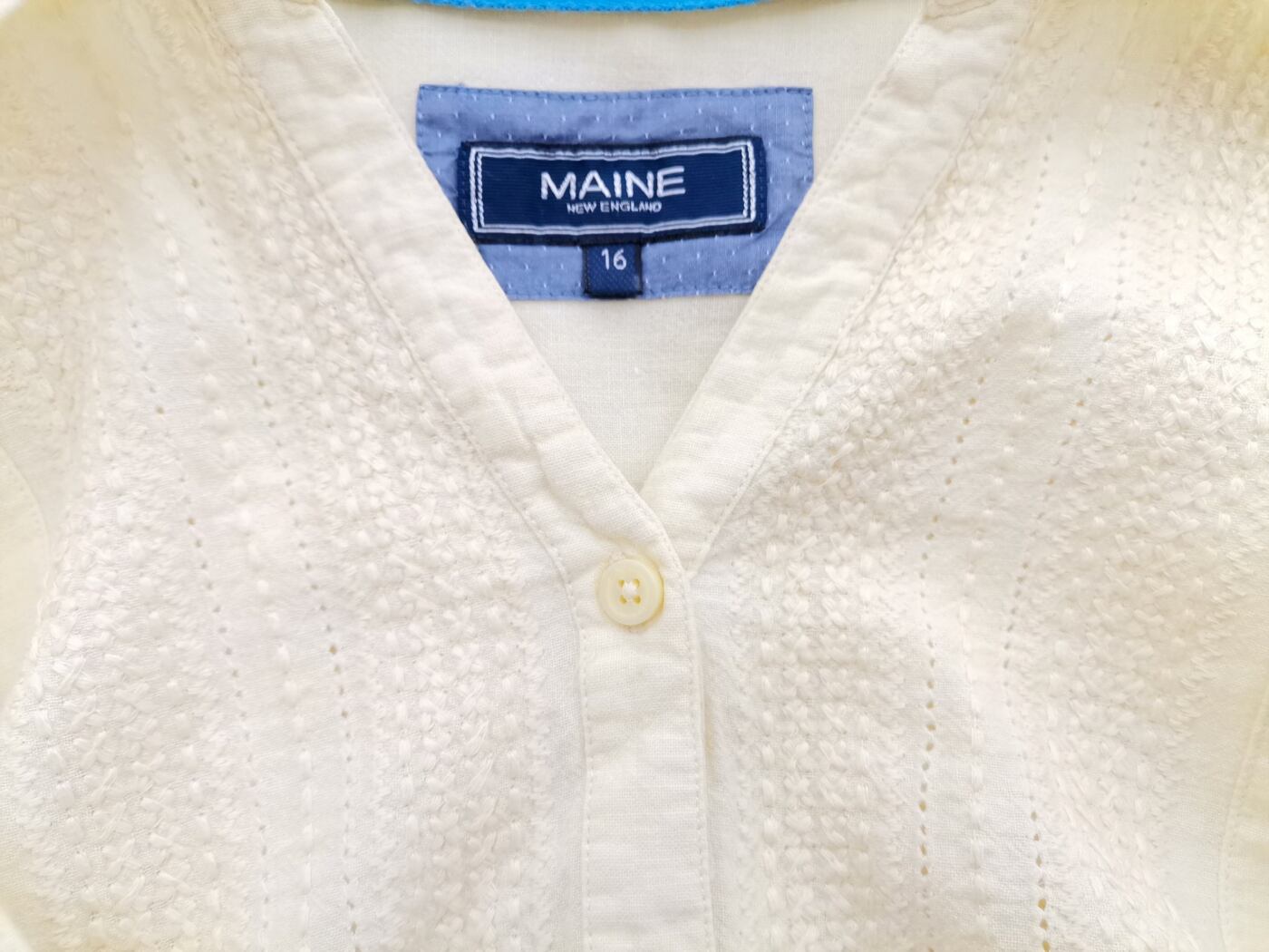 Maine New England Rozmiar 16 (44) Kolor Żółty Kołnierz Bluzka Zapinana Rękaw 3/4 Materiał Len