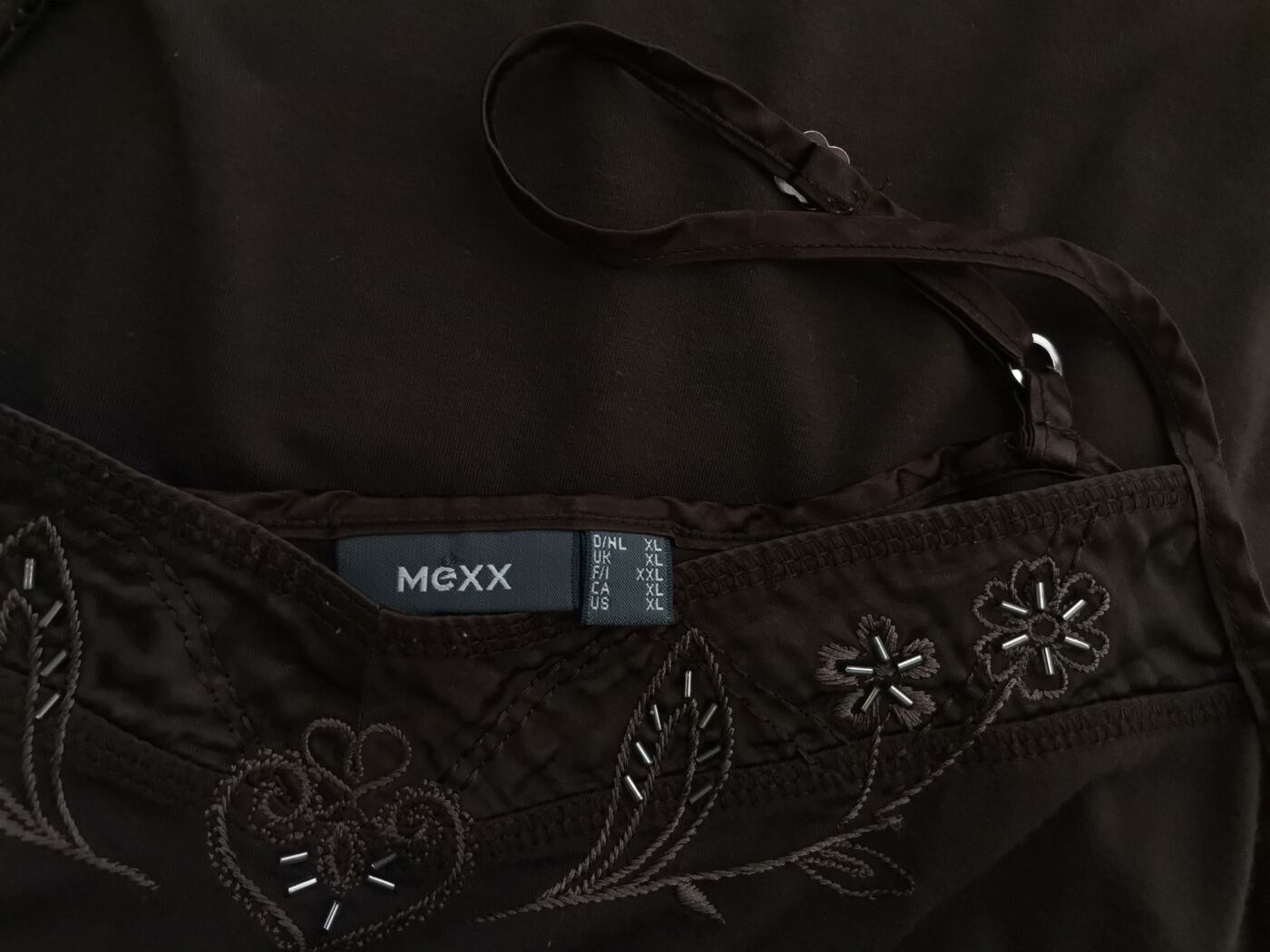 IMG_20211125_121245.jpg Mexx Rozmiar XL Kolor Brązowy Dekolt Serce Bluzka Bezrękawnik Materiał Wiskoza