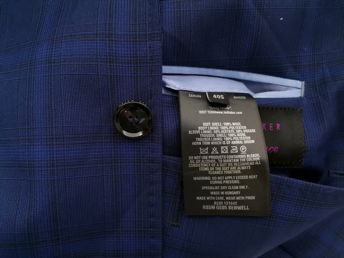 IMG_20211129_103002.jpg Ted Baker Rozmiar 40 (S) Kolor Niebieski Krata Męska Marynarka Długi rękaw Materiał Wełna 100%