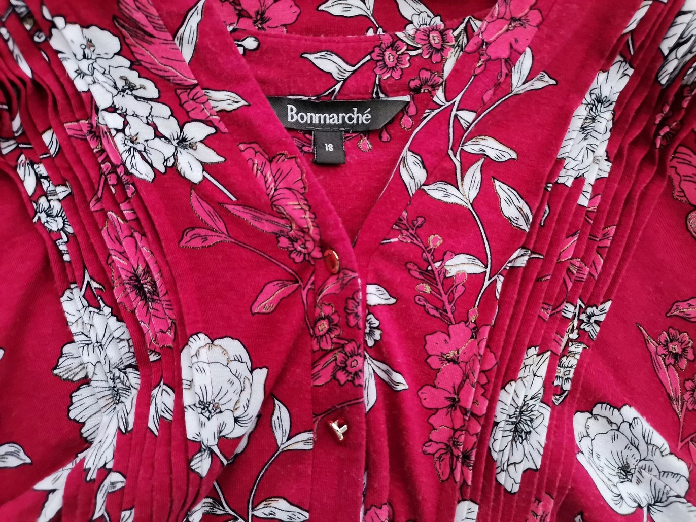 BONMARCHE Rozmiar 18 (46) Kolor Czerwony Split Crew Neck Sukienka Koszulowa Rękaw 3/4 Krótka Materiał Wiskoza BONMARCHE Rozmiar 18 (46) Kolor Czerwony Split Crew Neck Sukienka Koszulowa Rękaw 3/4 Krótka Materiał Wiskoza