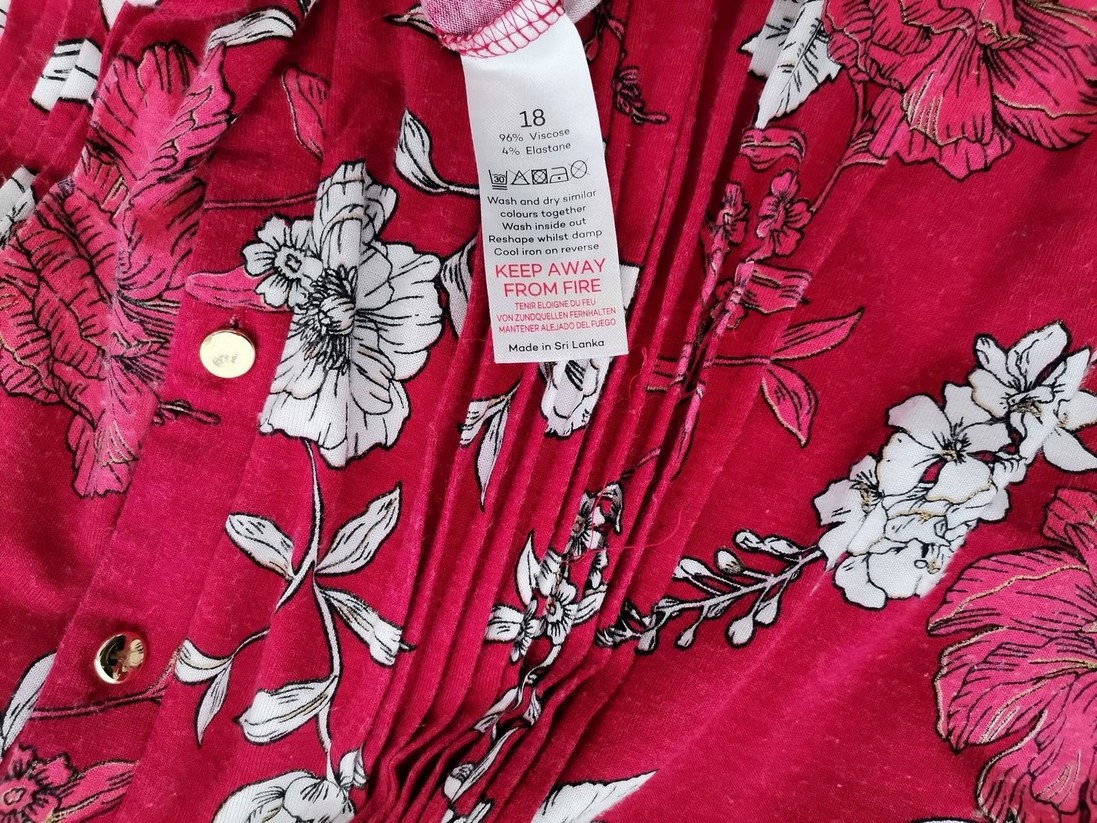 BONMARCHE Rozmiar 18 (46) Kolor Czerwony Split Crew Neck Sukienka Koszulowa Rękaw 3/4 Krótka Materiał Wiskoza BONMARCHE Rozmiar 18 (46) Kolor Czerwony Split Crew Neck Sukienka Koszulowa Rękaw 3/4 Krótka Materiał Wiskoza