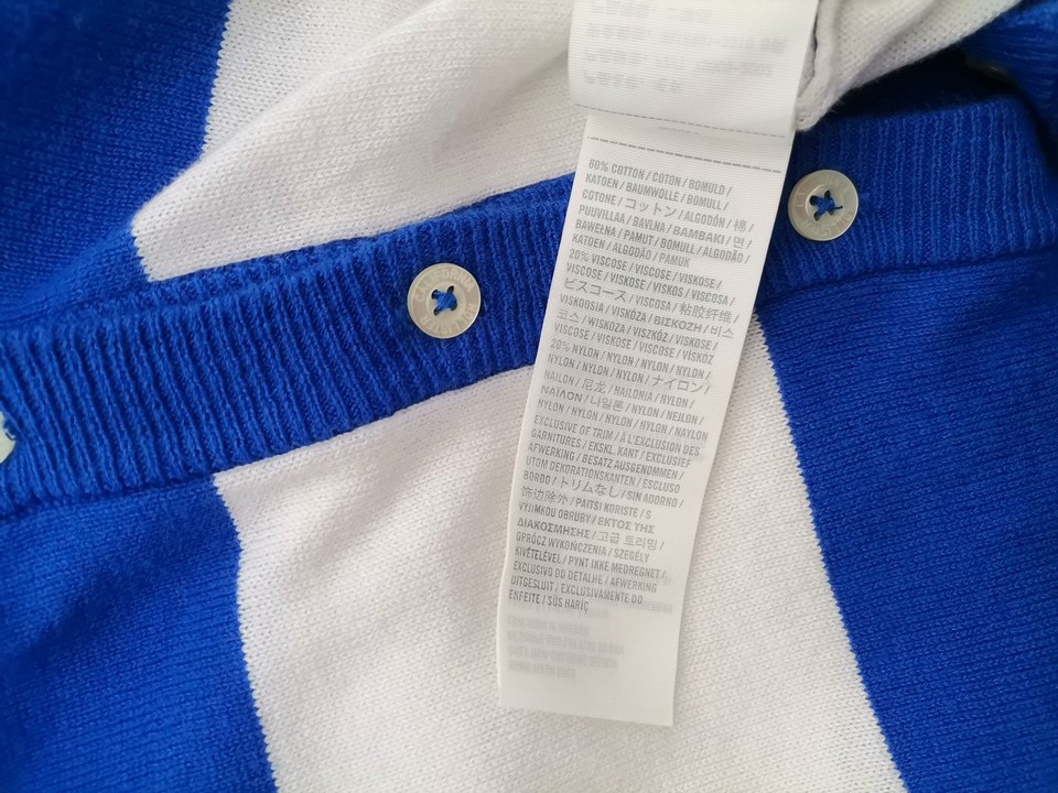 Hollister Rozmiar S Kolor Biały Pasy Głęboki Serek Długi Zapinany Kardigan Rękaw 3/4 Materiał Bawełna