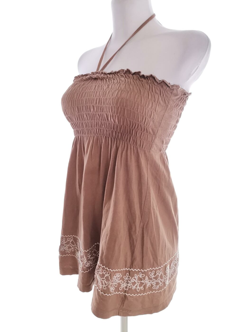 IMG_20211130_103750.jpg H&m Rozmiar 36/38 Kolor Brązowy Halter Bluzka Peplum Bezrękawnik Materiał Bawełna 100%