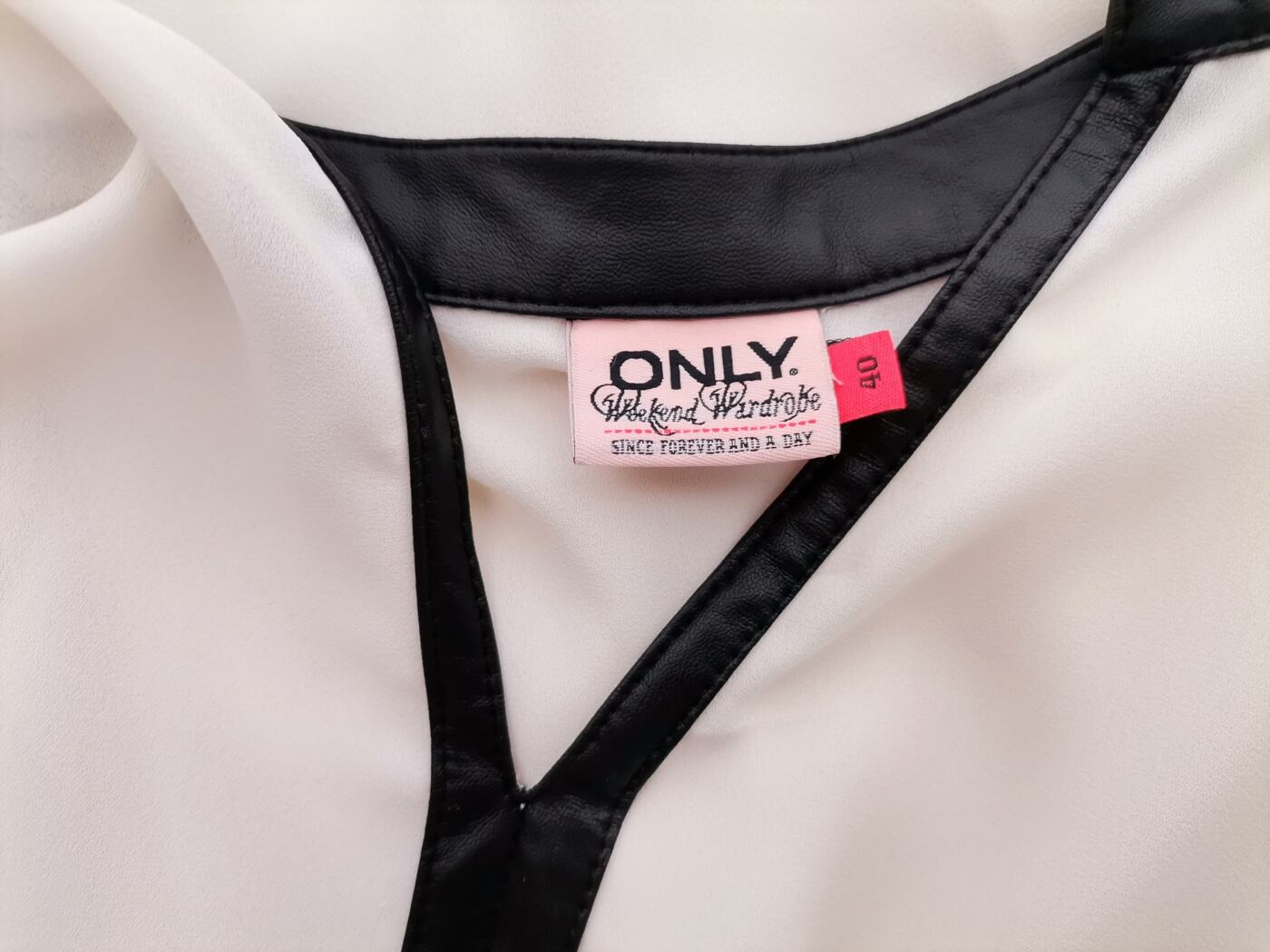 Only Rozmiar 40 Kolor Kremowy Split Crew Neck Bluzka Długi rękaw