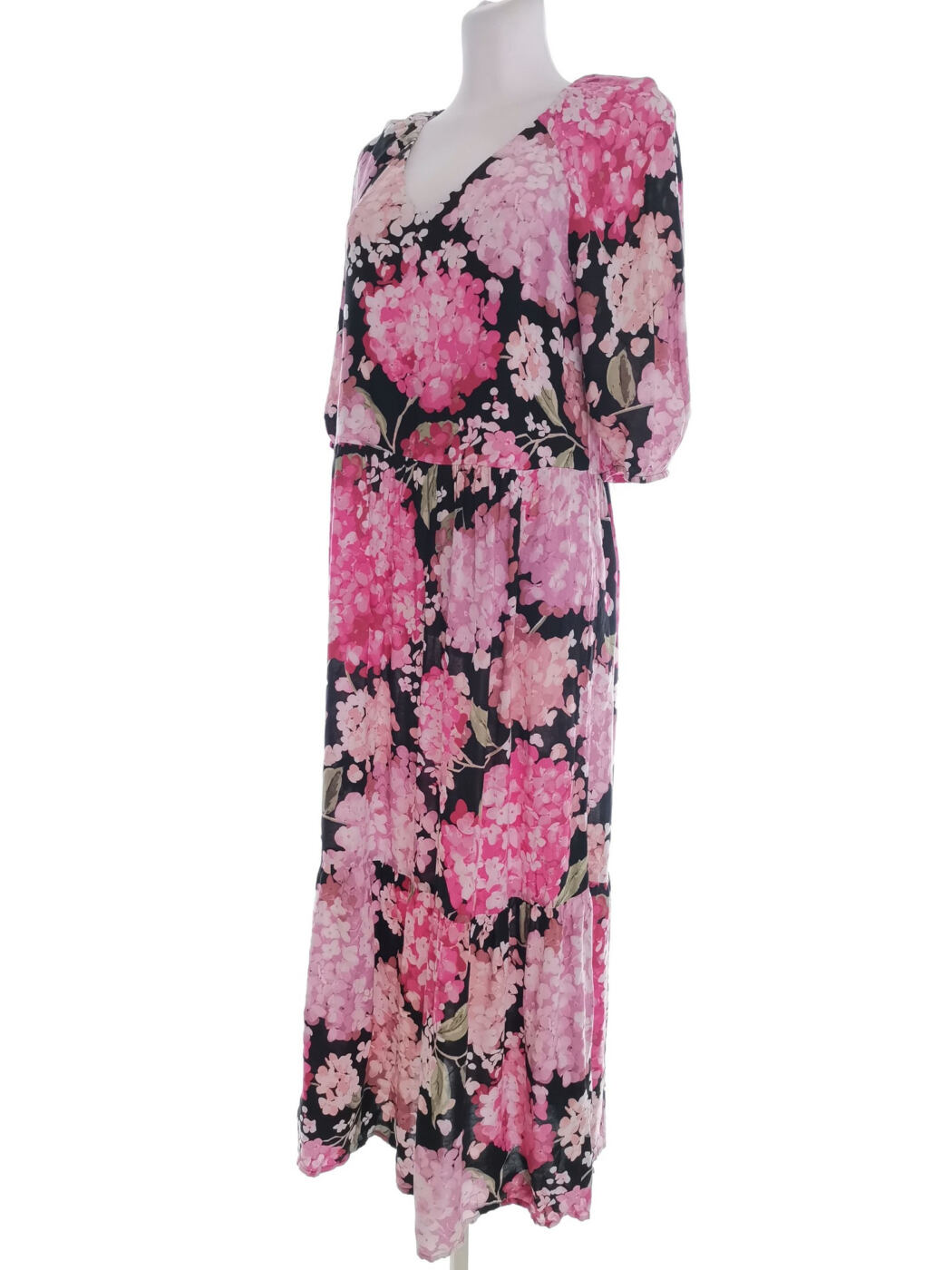 H&m Rozmiar XS Kolor Czarny W serek Sukienka Maxi Rękaw 3/4 Długa Materiał Wiskoza 100% H&m Rozmiar XS Kolor Czarny W serek Sukienka Maxi Rękaw 3/4 Długa Materiał Wiskoza 100%