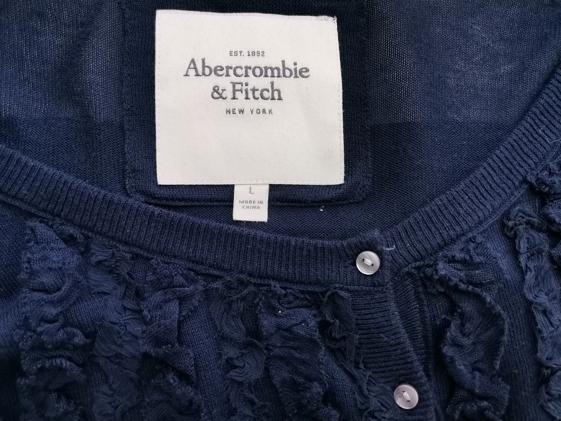 ABERCROMBIE & FITCH Rozmiar L Kolor Granatowy W serek Kardigan Zapinany Rękaw 3/4 Materiał Bawełna Cienka dzianina