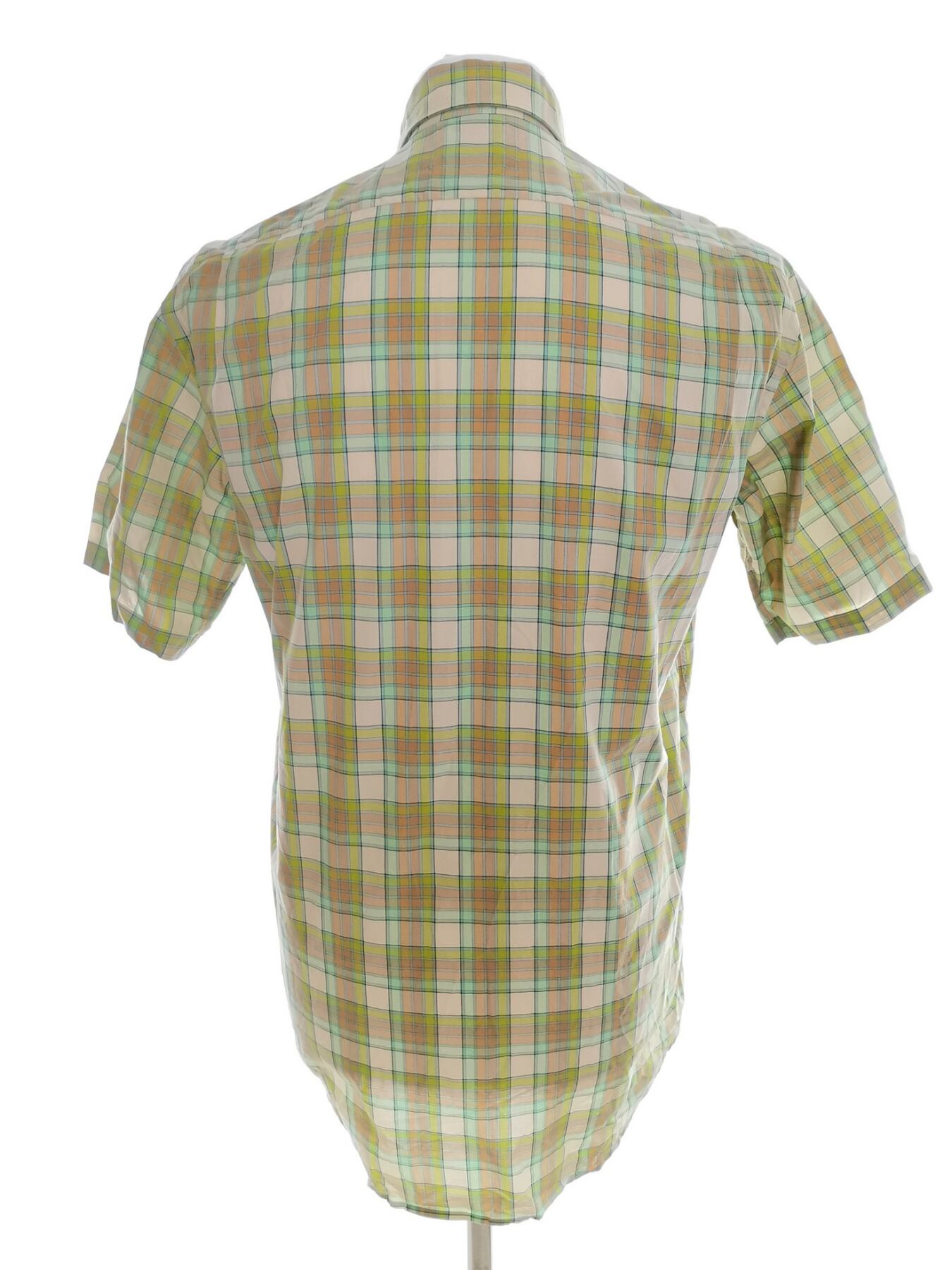IMG_20211130_131425.jpg Lacoste Rozmiar 38 Kolor Zielony Krata Kołnierz Męska Koszula Elegancka Krótki rękaw Materiał Bawełna 100%