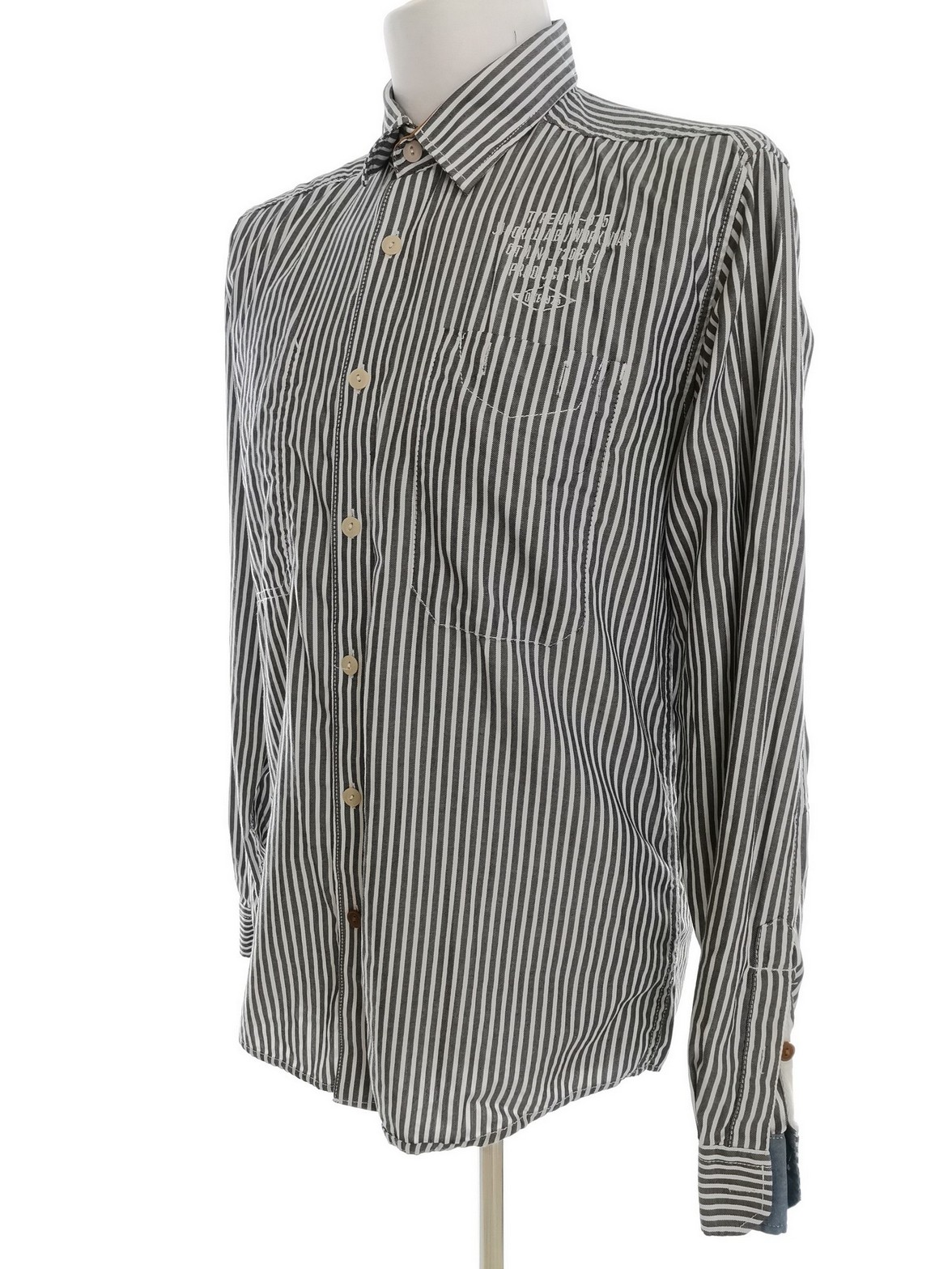 IMG_20211201_124931.jpg Jack & jones Rozmiar L Kolor Szary Pasy Kołnierz Męska Koszula Casual Długi rękaw Materiał Bawełna 100%
