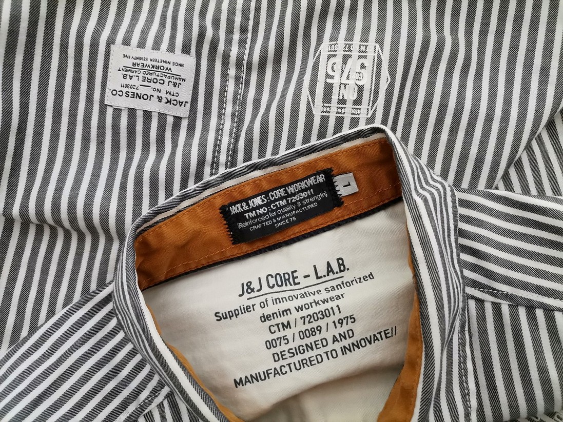 IMG_20211201_125010.jpg Jack & jones Rozmiar L Kolor Szary Pasy Kołnierz Męska Koszula Casual Długi rękaw Materiał Bawełna 100%