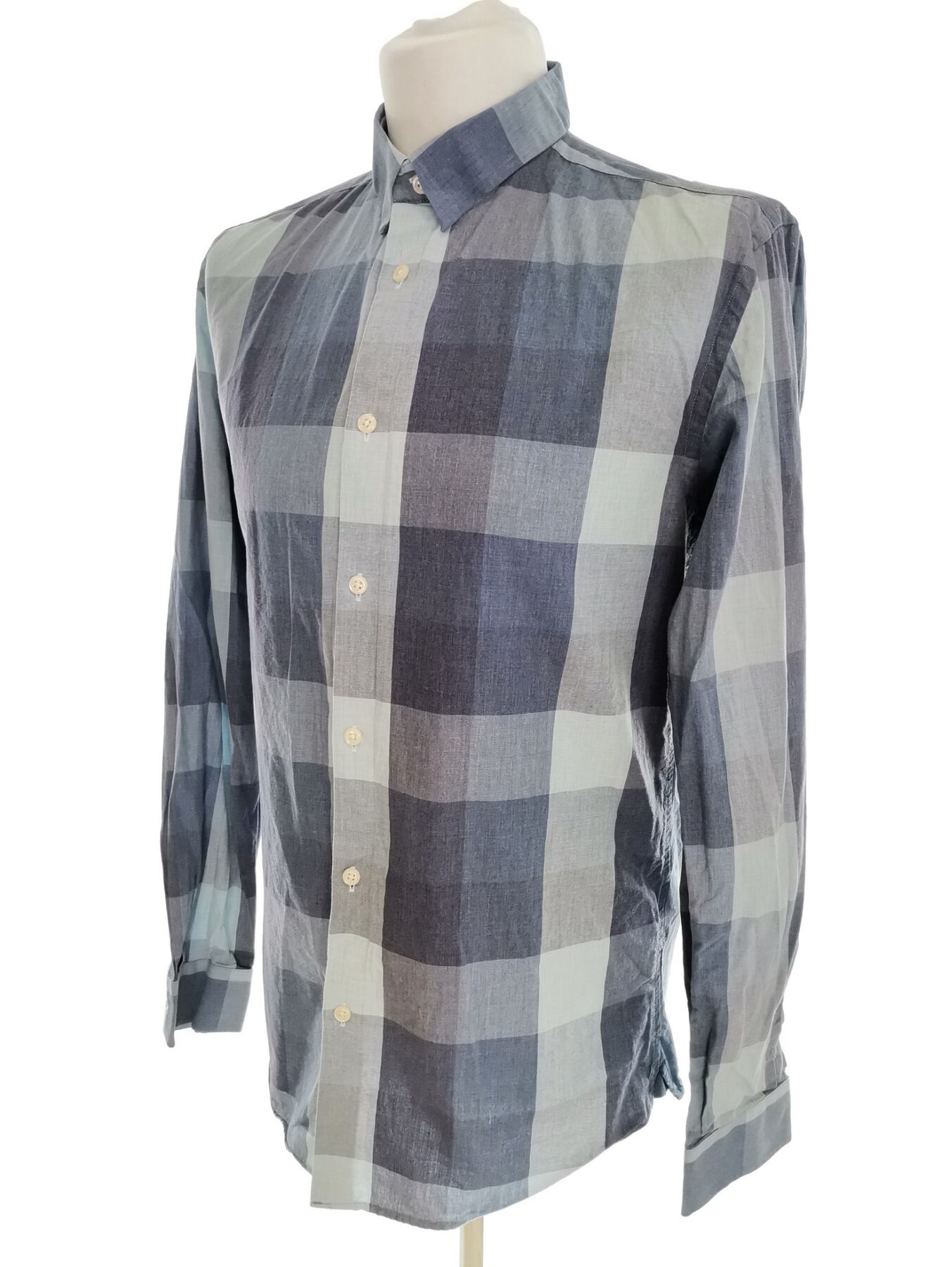 IMG_20211201_130621.jpg Jack & jones Rozmiar L Kolor Niebieski Krata Kołnierz Męska Koszula Casual Długi rękaw Materiał Bawełna 100%