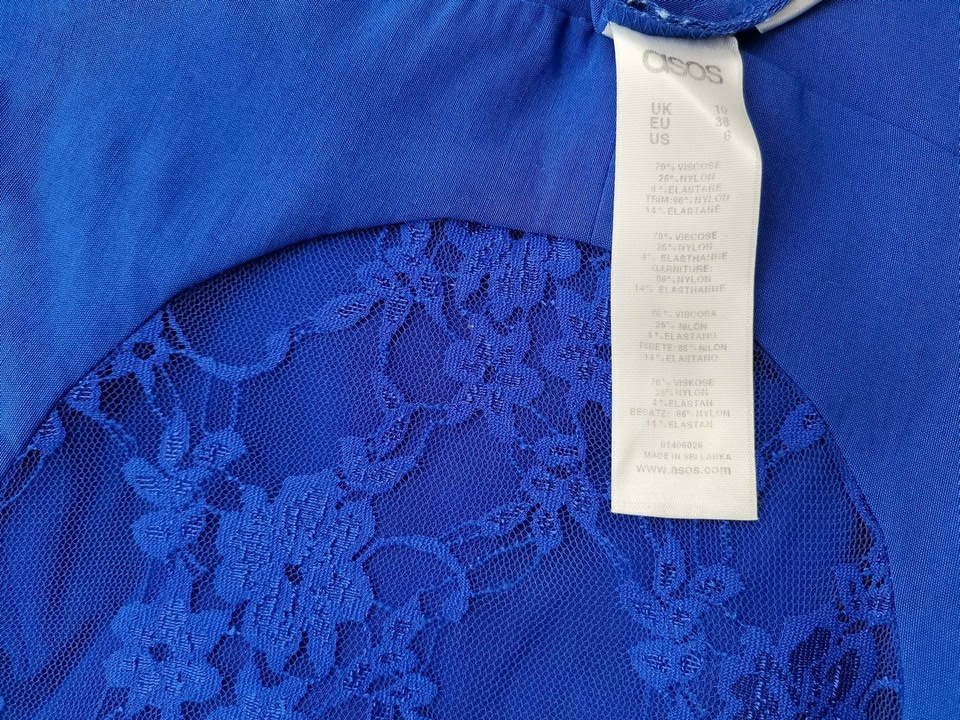 ASOS Rozmiar 10 (38) 36 Kolor Niebieski W serek Sukienka Ołówkowa Krótki rękaw Midi Materiał Wiskoza ASOS Rozmiar 10 (38) 36 Kolor Niebieski W serek Sukienka Ołówkowa Krótki rękaw Midi Materiał Wiskoza
