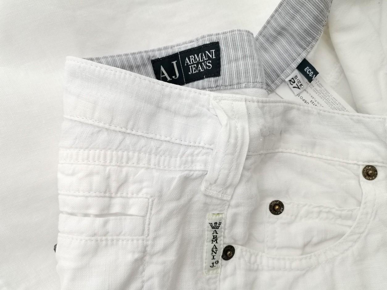 IMG_20211201_141616.jpg AJ ARMANI JEANS Rozmiar 27 (38) Kolor Biały Spodnie Eleganckie Materiał Len 100%