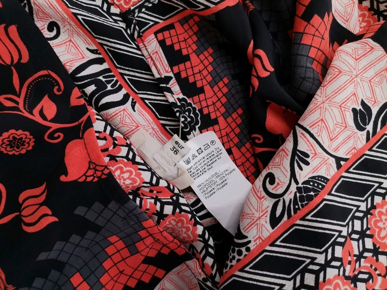 River island Rozmiar 10 (36) Kolor Pomarańczowy Okrągły dekolt Tunika Bluzka Rękaw 3/4