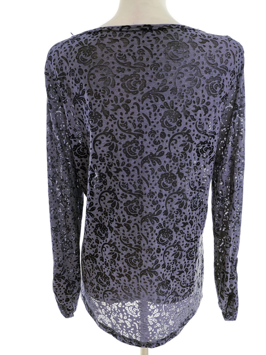 IMG_20211203_112832.jpg Dunnes stores Rozmiar 14 (42) Kolor Granatowy Paisley Okrągły dekolt Bluzka Popover Guziki Długi rękaw