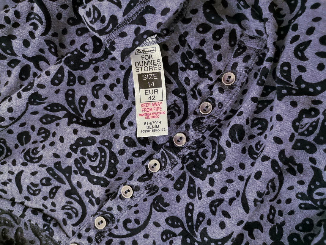 IMG_20211203_112849.jpg Dunnes stores Rozmiar 14 (42) Kolor Granatowy Paisley Okrągły dekolt Bluzka Popover Guziki Długi rękaw