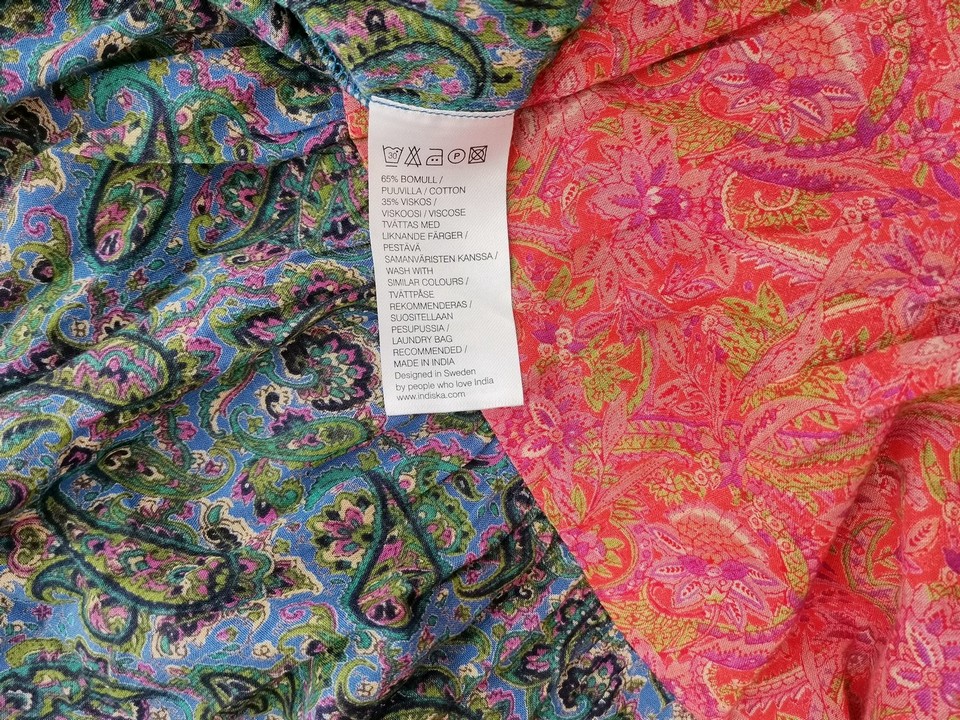 Indiska Rozmiar M Kolor Różowy W serek Sukienka Sheath Rękaw 3/4 Do Kolan Materiał Bawełna