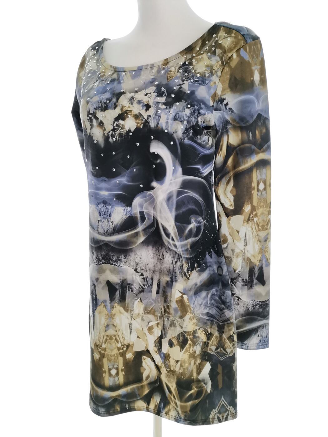 River island Rozmiar 14 (40) Kolor Niebieski W łódkę Sukienka Sheath Długi rękaw Do Kolan