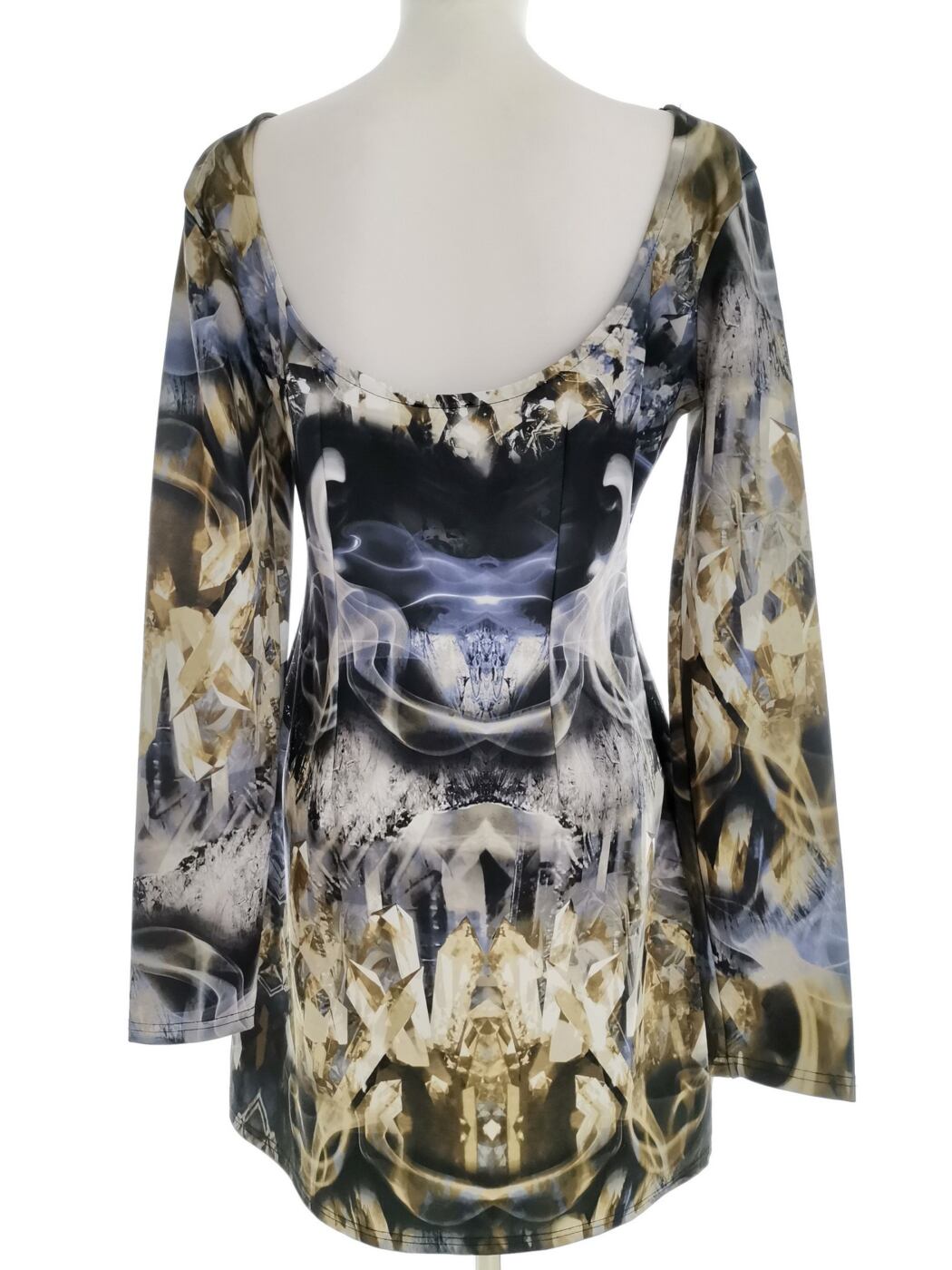 River island Rozmiar 14 (40) Kolor Niebieski W łódkę Sukienka Sheath Długi rękaw Do Kolan